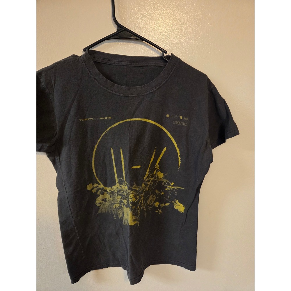 Twenty One Pilots Trench Band Tee Black Yellow Floral Graphic T-Shirt Small